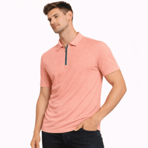 Men's Mosaic Half Sleeves Zipper Polo T-Shirt