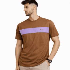 Men's K&M Chest Stripe Round Neck Cotton T-Shirt